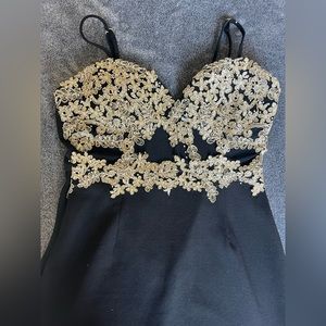 Black and Gold Embellished Dress
